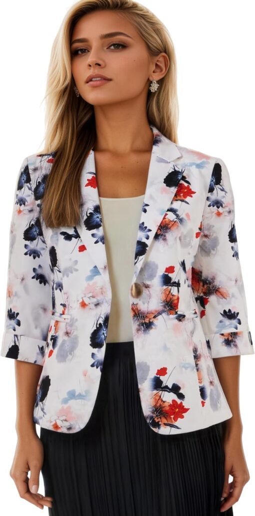 Beninos Womens Blazers 3/4 Sleeve Lightweight Office Work Blazer Jacket - Image 5