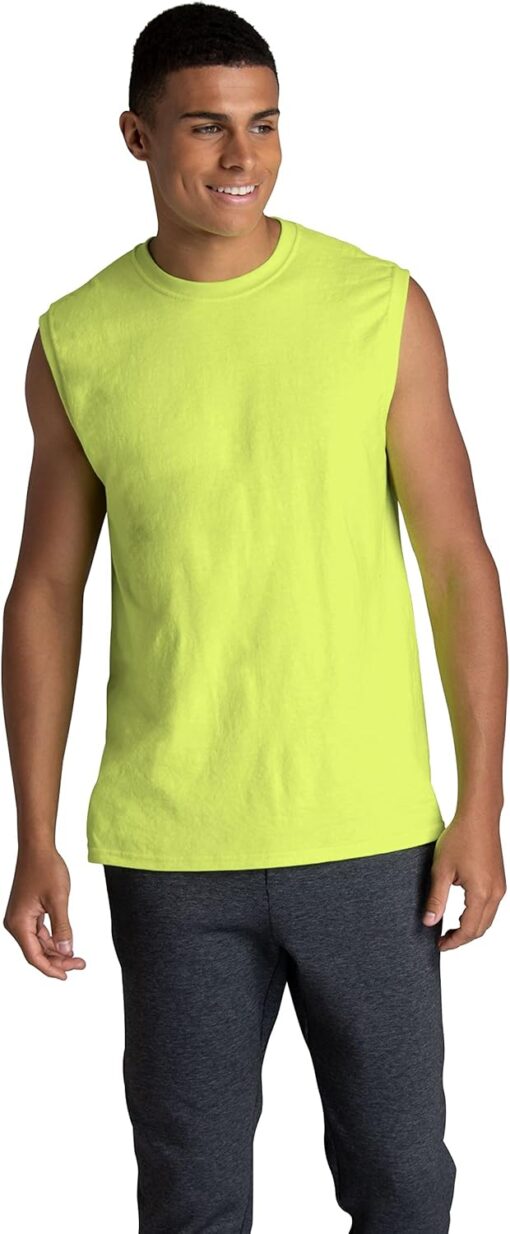 Fruit of the Loom Men's EverSoft Cotton Sleeveless Moisture Wicking T-Shirts with Odor Control - Image 2