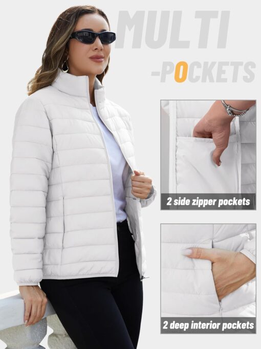 TACVASEN Womens Puffer Jacket Quilted Lightweight Stand Collar Zip Up Alternative Down Coat Warm Winter with 4 Pockets - Image 6