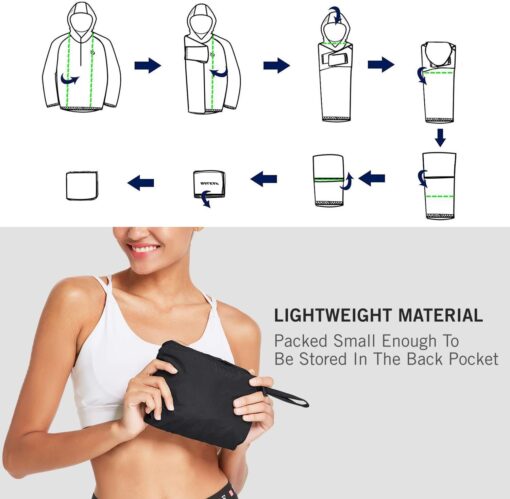 baleaf Women's Rain Jackets Waterproof Windbreaker Packable Running Lightweight Cycling Jacket Reflective Hooded - Image 6
