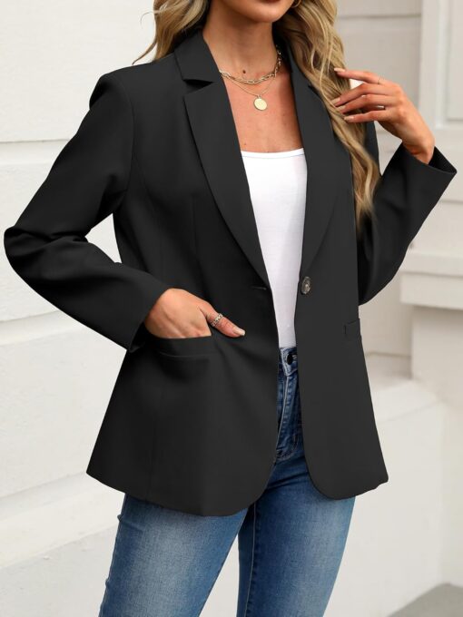 ELLEVEN Women's Blazer Business Casual Lightweight Suit - Long Sleeve Slim Fit Work Office Jacket with Pockets - Image 3