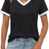 AUTOMET Womens Short Sleeve T-Shirts Summer Tops Casual Soft Tunic V Neck Basic Workout Clothes Spring Fashion Outfits 2025