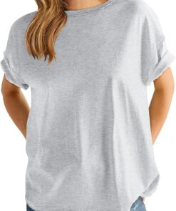 ANRABESS Womens Tops Oversized T Shirts Loose Fit Short Sleeve Crewneck Summer Casual 2025 Trendy Boxy Tee Blouse