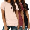Womens 3 Pack T Shirts Basic Short Sleeve Tees Crewneck Fashion Tops Loose