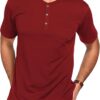 COOFANDY Men's 3 Pack Henley Shirts Short Sleeve Casual Basic Tees Classic Henley Summer Solid T Shirts with Pocket