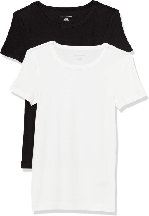 Amazon Essentials Women's Slim-Fit Short-Sleeve Crewneck T-Shirt, Pack of 2