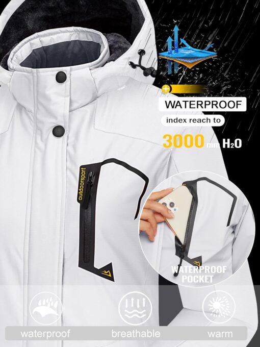 TACVASEN Women's Winter Jacket Waterproof Ski Jacket Hooded Fleece Lined Warm Snow Coat Mountain Windproof Rain Windbreaker - Image 3
