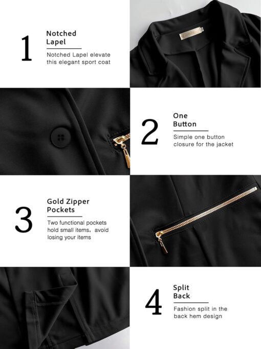 Genhoo Women's Long Sleeve Blazer Open Front Cardigan Jacket Work Office Blazer with Zipper Pockets S-3XL - Image 6