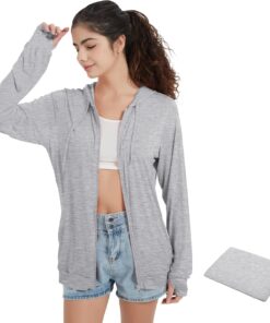 QBK Light Weight Zip Up Hoodie Thin Summer Jacket For Women