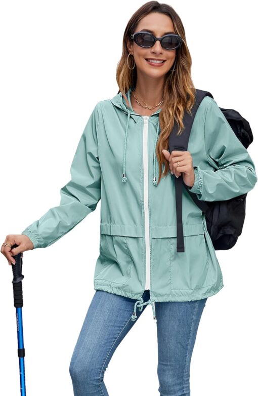 Hount Women's Lightweight Hooded Raincoat Waterproof Packable Active Outdoor Rain Jacket (S-3XL) - Image 5
