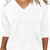 JomeDesign Womens Tops 3/4 Length Sleeve Summer V Neck Shirts Casual Tunic Tops 2025