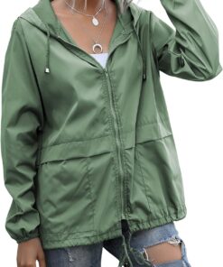 Women's Raincoats Lightweight Waterproof Windproof Adjustable Windbreaker Rain Jackets Hooded with Pockets S-XXL