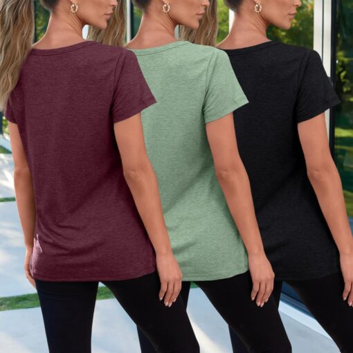 SUNBS Womens 3 Pack T-Shirts Short Sleeve Summer Tops Fashion Basic Tees Comfy Casual Vacation Outfits Workout Clothes 2025 - Image 4