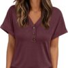 AUTOMET Short Sleeve V Neck T Shirts Womens Cap Sleeve Summer Casual Dressy Tops
