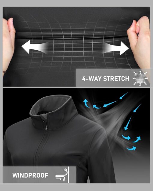 33,000ft Women's Lightweight Softshell Jacket Fleece Lined Windbreaker Waterproof Warm Jacket for Running Golf Hiking - Image 7