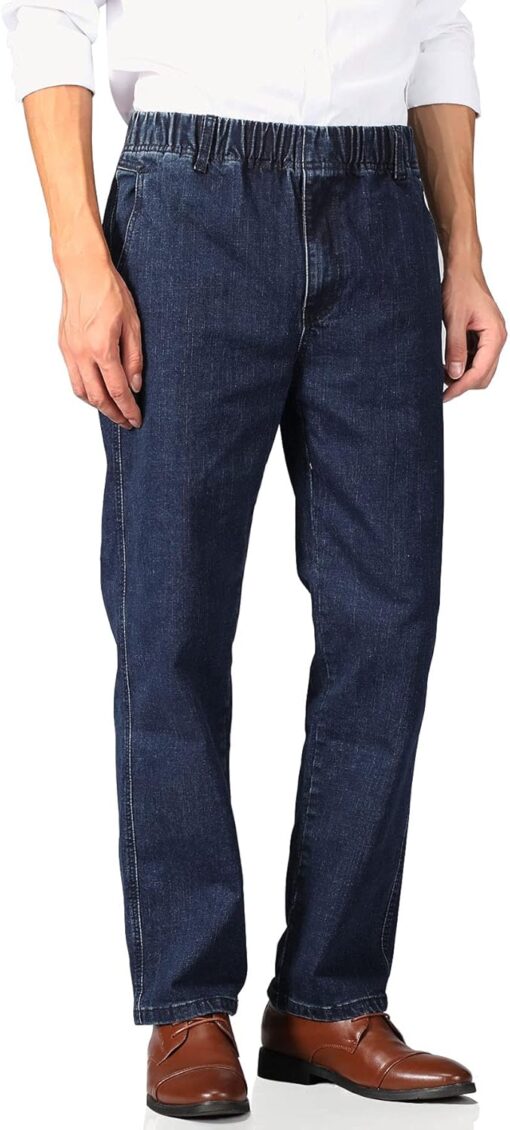 Soojun Mens Casual Loose Fit Elastic Waist Jeans Denim Pants - Image 2