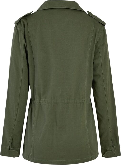 Soulomelody Women Military Anorak Jackets Zip Up Snap Buttons Parka Safari Utility Coats Outwear with Pocket - Image 4