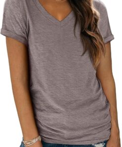ATHMILE T Shirts Short Sleeve V Neck Tees for Women Fashion Tops Trendy Lightweight Casual Summer Outfits Clothes 2025 Beach