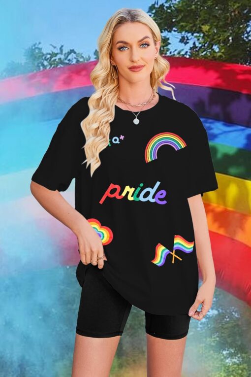 SUPEYA Pride Shirts Women Oversized Rainbow Graphic T-Shirt LGBT Shirt WomenInspirational Casual Summer Short Sleeve Tops - Image 2