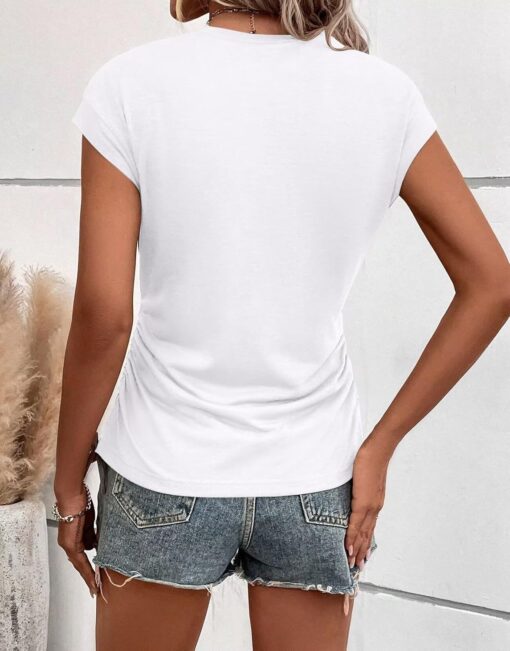 Bliwov Womens Summer Cap Sleeve Tops Business Casual Crewneck T Shirts Trendy Outfits Beach Vacation Clothes Fashion Blouses - Image 2