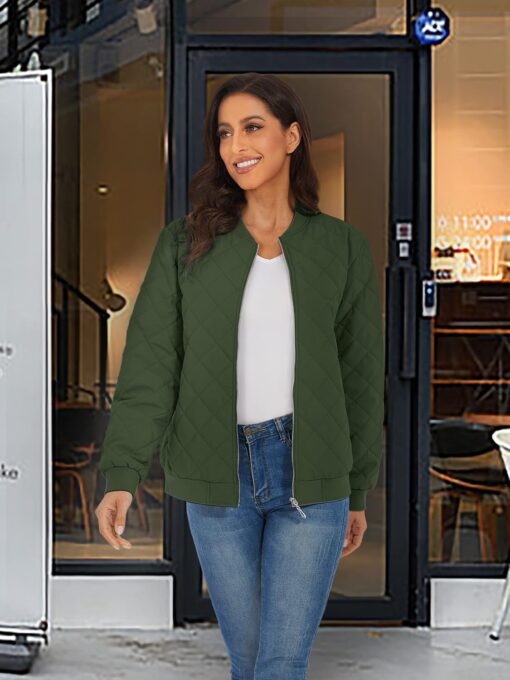TACVASEN Women's Diamond Quilted Jackets Lightweight Casual Bomber Jacket Warm Winter Coats Full Zip with Pockets - Image 3