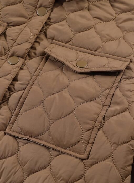 EVALESS Quilted Jackets for Women Lightweight Long Sleeve Button Down Puffer Jacket Warm Winter Coat Outerwear with Pockets - Image 8