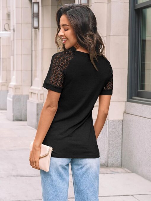 AUTOMET Womens Summer Short Sleeve T Shirt 2025 V Neck Tops Spring Vacation Lace Blouses Dressy Casual Fashion Clothes - Image 4