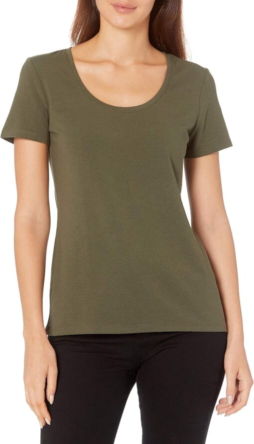 Amazon Essentials Women's Regular-Fit Short-Sleeve Scoop Neck T-Shirt (Available in Plus Size), Pack of 2 - Image 2