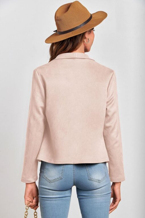 PRETTYGARDEN Women's Faux Suede Jackets 2025 Spring Fall Clothes Long Sleeve Open Front Cropped Coat Outwear - Image 2