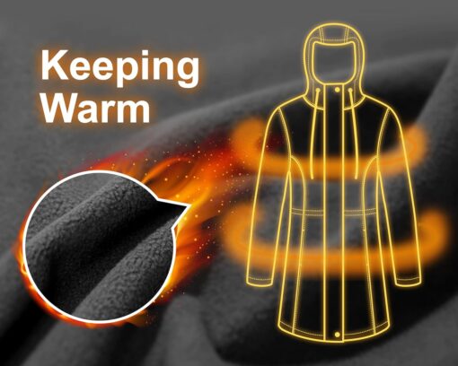33,000ft Women's Softshell Long Jacket with Hood Fleece Lined Windproof Warm up Waterproof Windbreaker - Image 6