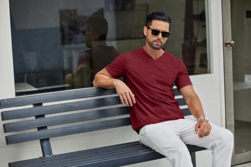 COOFANDY Men's T Shirts Short Sleeve Classic V Neck T-Shirt Casual Summer Basic Tee Shirt - Image 4