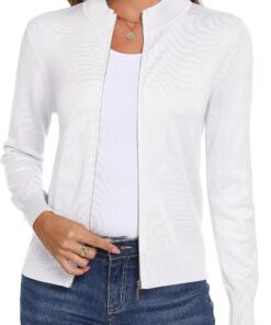 Totatuit Womens Long Sleeve Knitted Zip Up Sweater Cardigans Sweaters Lightweight Zipper Sweatshirts Jacket