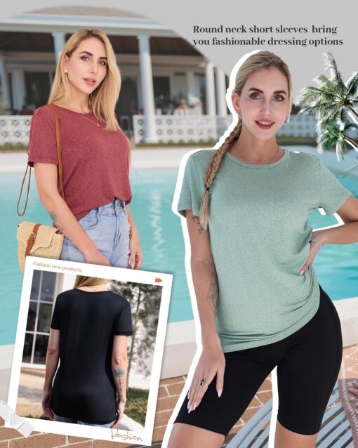 GAYHAY 3 Pack Womens T-Shirts - Short Sleeve Spring Summer Tops Crew Neck Trendy Casual Work Soft Basic Tees for Ladies 2025 - Image 3