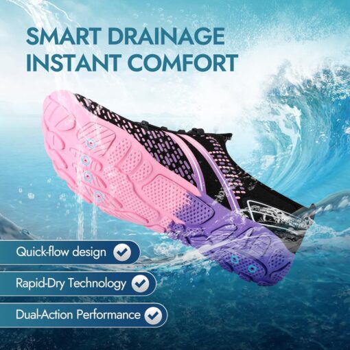 ATHMILE Hiking Barefoot Water Shoes for Women Men Beach Swim Aqua Pool River Quick Dry Athletic Wide Toe Outdoor Sport Kayaking Boating Rock Climbing Yoga Lake - Image 2