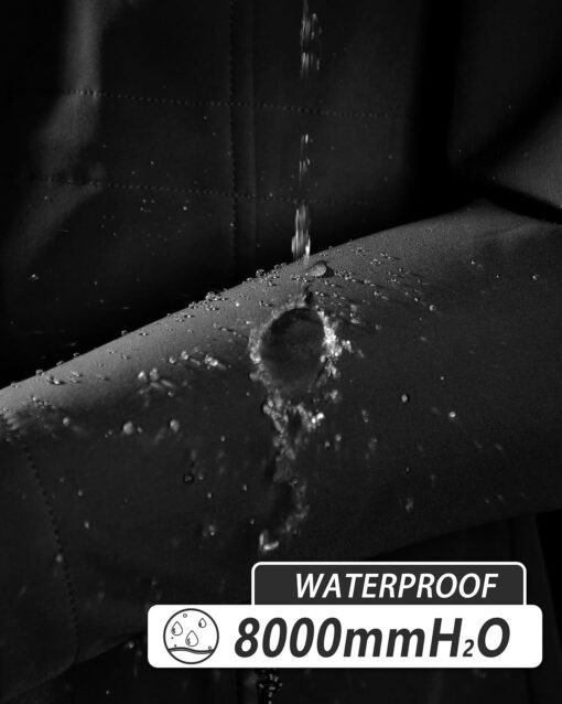 33,000ft Women's Softshell Long Jacket with Hood Fleece Lined Windproof Warm up Waterproof Windbreaker - Image 4