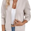 Verdusa Women's Zip Up Textured Bomber Jacket Casual Long Sleeve Outerwear