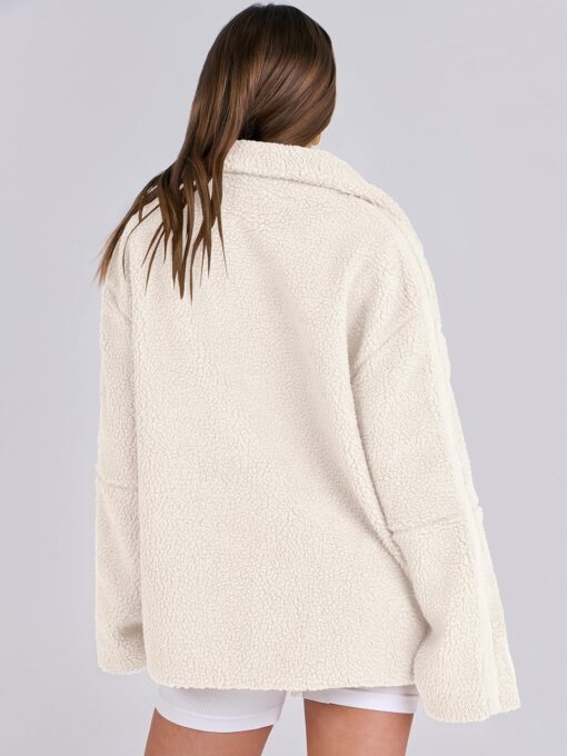 ANRABESS Womens Fleece Jacket Oversized Zip Up Sherpa Fuzzy Casual Coats Winter Fall Outerwear 2024 Clothes with Pockets - Image 4