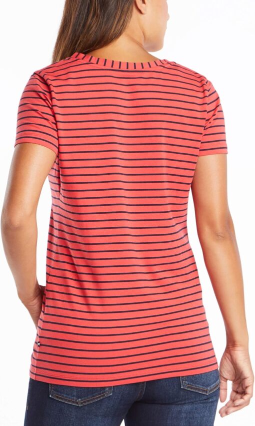 Nautica Women's Easy Comfort V-Neck Striped Supersoft Stretch Cotton T-Shirt - Image 3