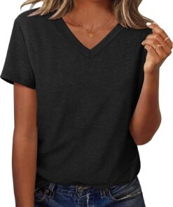 Zeagoo Short Sleeve Shirts for Women Casual Soft V Neck Basic Tee Tops Summer Outfit Clothes