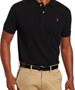 U.S. Polo Assn. Men's Classic Polo Shirt, Two-Button Closure Pique Polo Shirt, Summer Fashion Golf Shirt