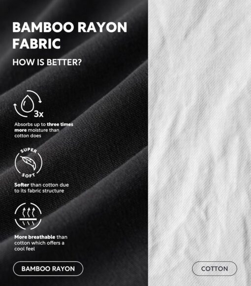 DAVID ARCHY Men's Undershirt Bamboo Rayon Moisture-Wicking Crewneck T-Shirts Stretch Tees for Men, 3 or 5 Pack - Image 2