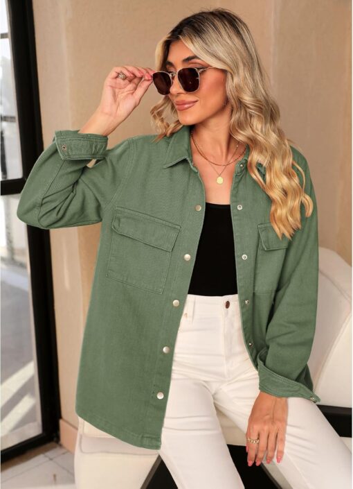 luvamia 2025 Spring Jean Jackets for Women Fashion Oversized Button Down Denim Jacket Western Shacket Jacket with Pockets - Image 6