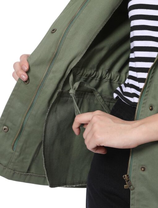 Allegra K Women's Utility Jacket Drawstring Waist 2025 Spring Flap Pockets Lightweight Jackets - Image 6