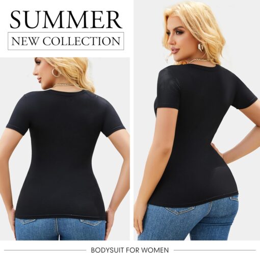 5 Pack Womens T Shirts Short Sleeve Basic Tees V Neck Fashion Tops Slim Fit Casual Summer Outfits Clothes 2025 - Image 2