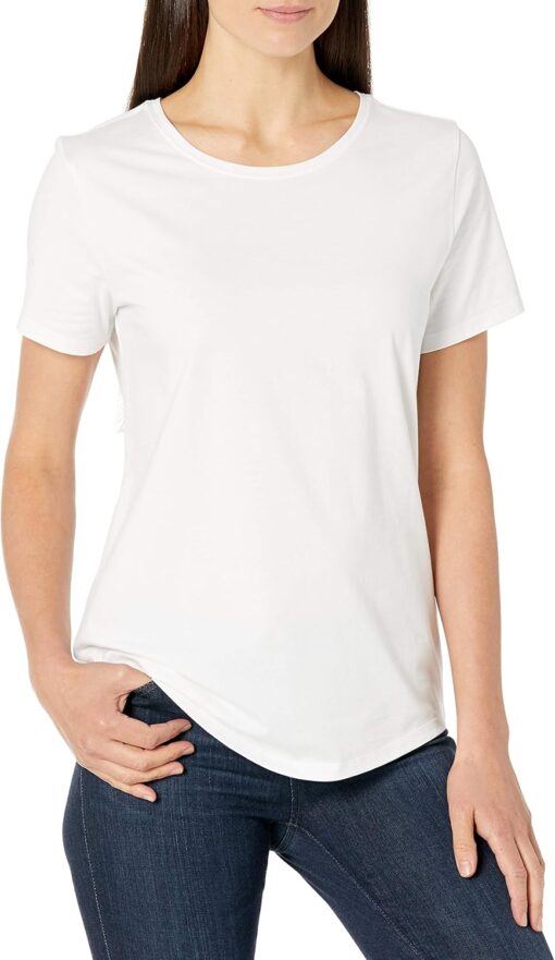 Amazon Essentials Women's Regular-Fit 100% Cotton Short-Sleeve Crewneck T-Shirt (Available in Plus Size), Pack of 2 - Image 2
