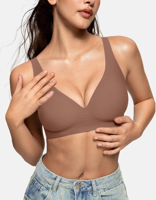 OEAK Womens Deep V Bras Wireless Comfortable Bra Supportive No Underwire Bras Tshirt Push Up Bralettes Plunge Seamless Bra - Image 2