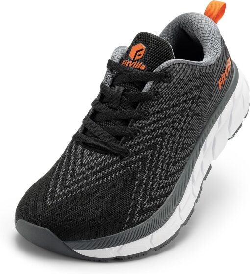 FitVille Wide Walking Shoes for Men Comfortable Lightweight Running Wide Toe Box Shoes for Men Non Slip Cushioned