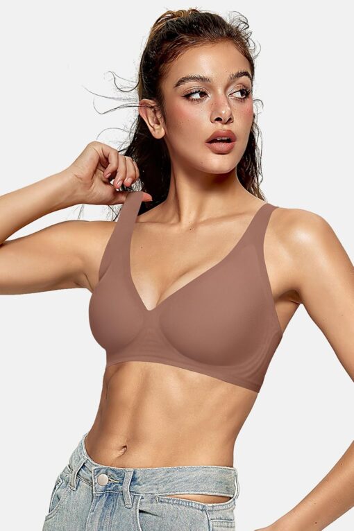 OEAK Womens Deep V Bras Wireless Comfortable Bra Supportive No Underwire Bras Tshirt Push Up Bralettes Plunge Seamless Bra - Image 4