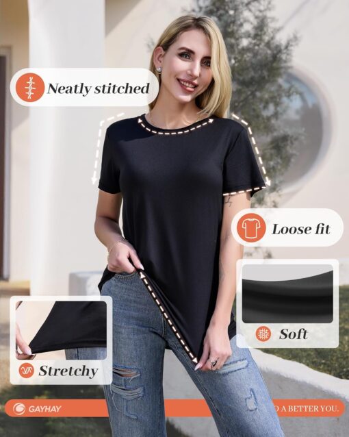 GAYHAY 3 Pack Womens T-Shirts - Short Sleeve Spring Summer Tops Crew Neck Trendy Casual Work Soft Basic Tees for Ladies 2025 - Image 2