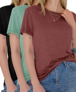 GAYHAY 3 Pack Womens T-Shirts - Short Sleeve Spring Summer Tops Crew Neck Trendy Casual Work Soft Basic Tees for Ladies 2025
